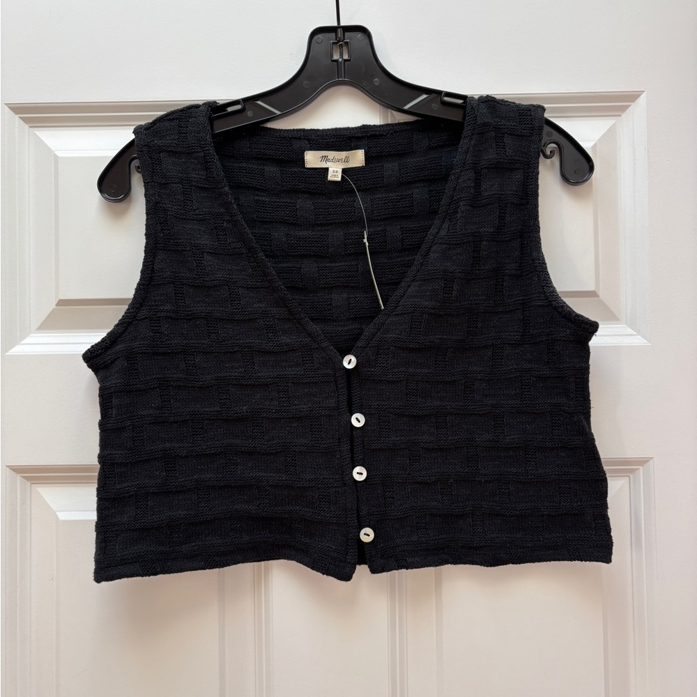 Madewell Black Textured Crop Top